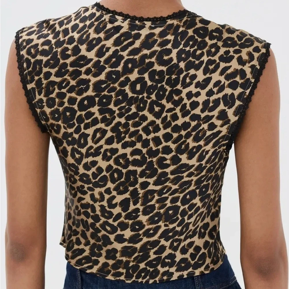 Reformation Cherry Silk Top in Leopard - Picture 2 of 4